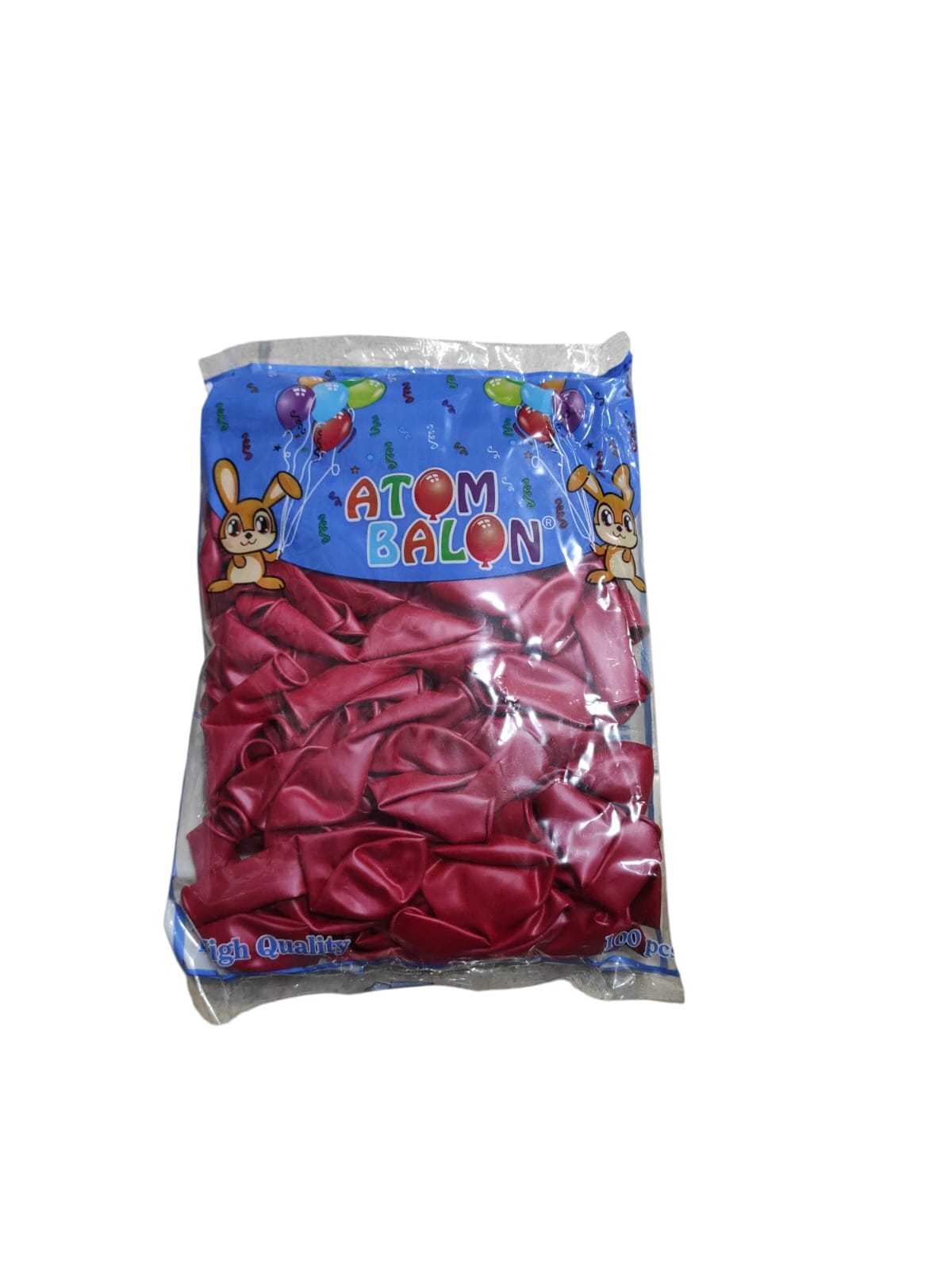 toptan atom metalik kırmızı balon 12 inç 100 lü